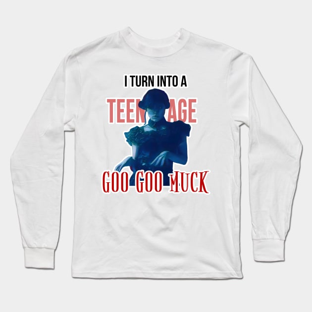 I turn into a teenage GOO GOO MUCK - The Cramps | Wednesday Addams Jenna Ortega Dance Netflix Long Sleeve T-Shirt by maria-smile